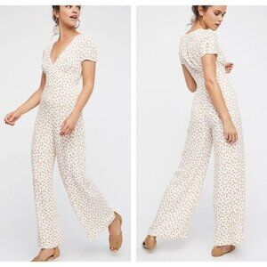 Free People Jumpsuit Mia peach Paint Pants Size 4